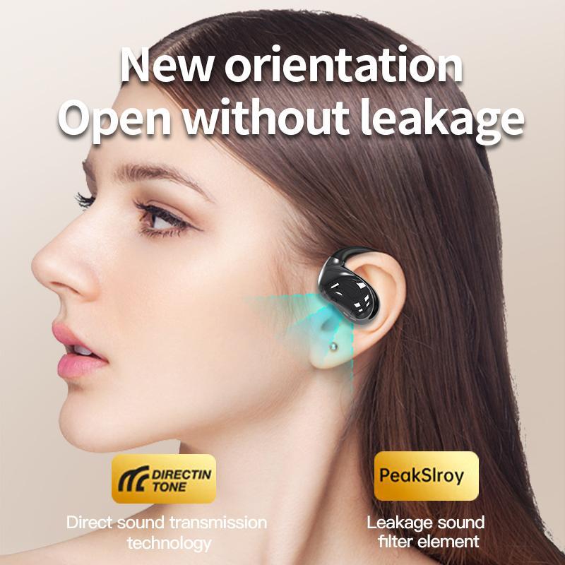 Wireless Open-ear Earbuds, Bluetooth-compatible 5.4 Earphones with Full Color Display Touch Screen, Long Time Play Time Built-in Microphone Headphones