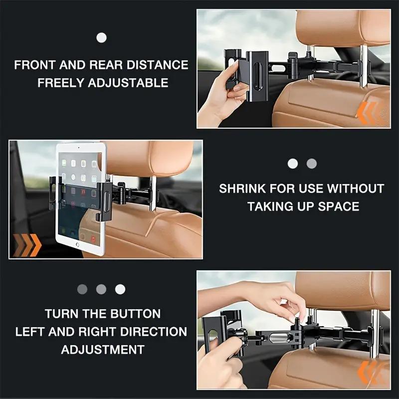 Car Headrest Tablet Mount, Car Seat Back Tablet Stand, Car Phone Holder, Storage Holder for Smartphones and Tablets Durable Plastic