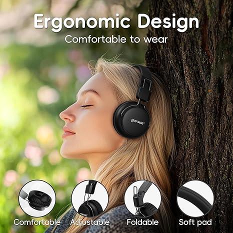 GorsunWireless headphones for fall, foldable gaming headphones with built-in wireless microphone, portable earbuds for home summer outdoors, bluetooth headphones for gaming and PC, headphones for gym, foldable electronic audio earbuds, back to school gift