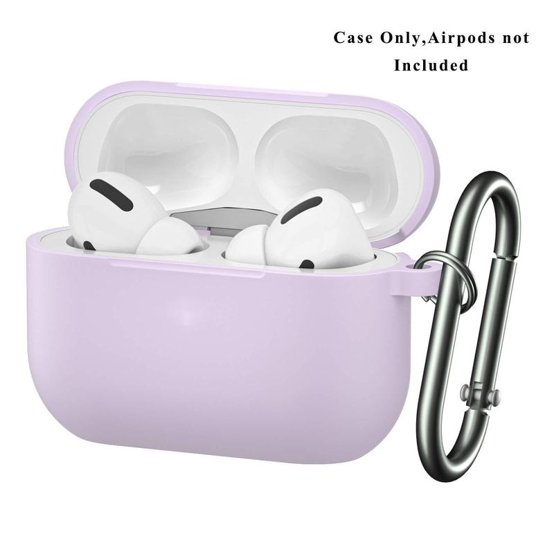 Silicone Case Compatible with Airpods Pro, Soft Silicone Skin Case Cover Shock-Absorbing Protective Case with Keychain, Front LED Visible Earphone Case