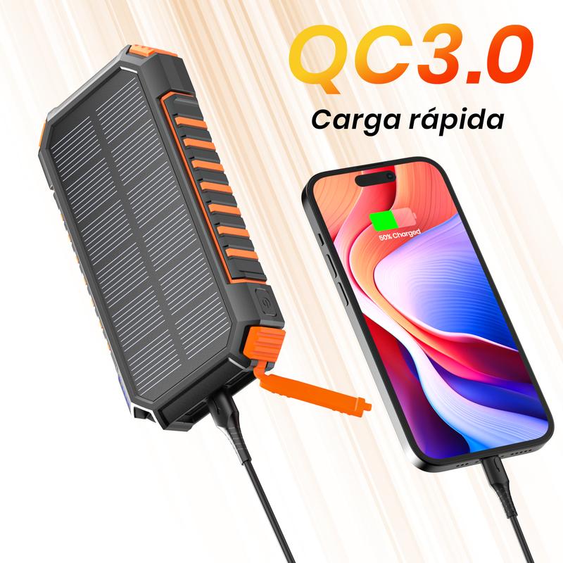 Banco de energía Solar - 26800mAh Cargador Solar Batería Externa Inalámbrica Power Bank con 4 Salidas Cargador Solar portátil Panel Solar para iPhone, iPad y Samsung Galaxy y más