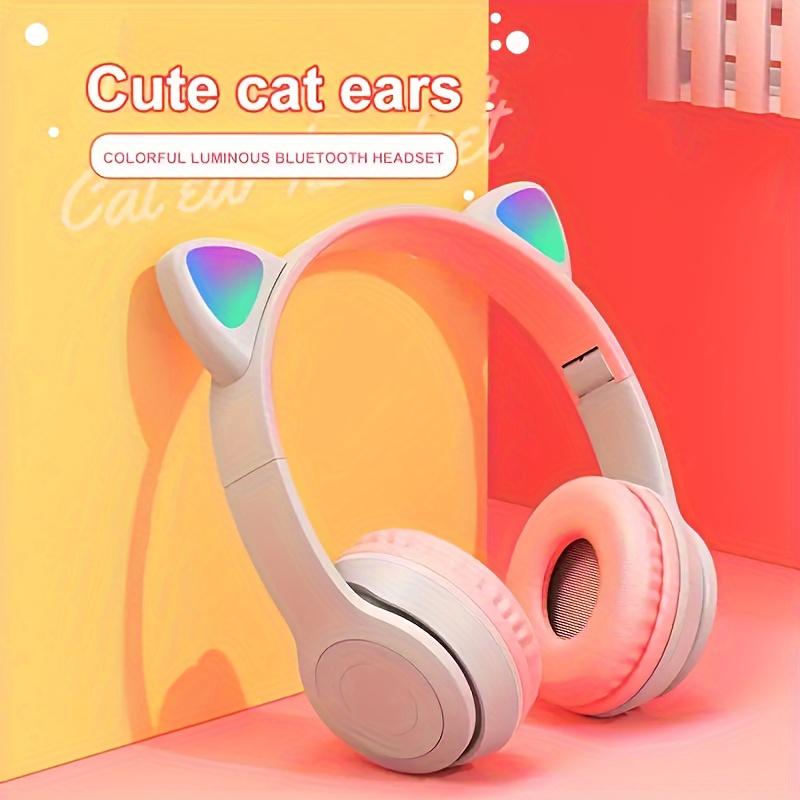 Colorful Cat Ear Earphones, Wireless Earphones, Music Network, Red Foldable Wireless Earphones, Card And Cable Insertable, Essential For Gift Giving