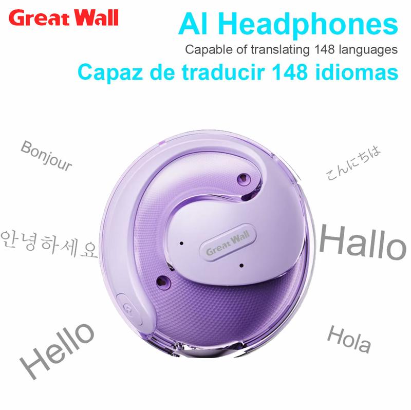 Greatwall Q10 Translation Earphone Wireless Bluetooth 5.4 OWS Waterproof Sport Headsets Support 148 Languages Real Time Bluetooth Translation Support Playing Music Phone Calls Headphones Noise Reduction Headphones with Mic