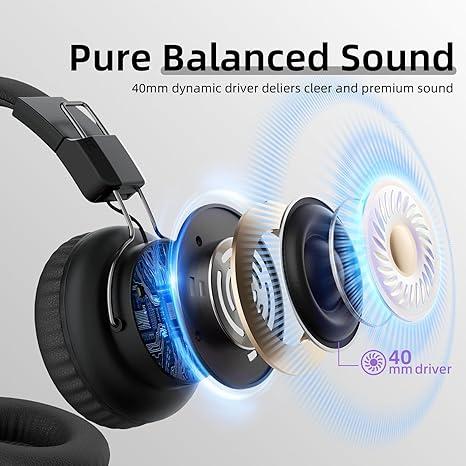 GorsunWireless headphones for fall, foldable gaming headphones with built-in wireless microphone, portable earbuds for home summer outdoors, bluetooth headphones for gaming and PC, headphones for gym, foldable electronic audio earbuds, back to school gift