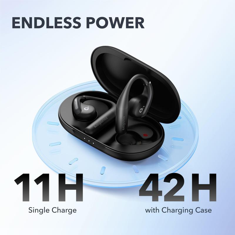 Soundcore by Anker, AeroFit Open-Ear Headphones, Ultra Comfort, Snug Fit, Ergonomic Ear Hook, Balanced Sound, IPX7 Waterproof, 42H Playtime, Bluetooth 5.3, App Control, Clear Calls, Wireless Earbuds