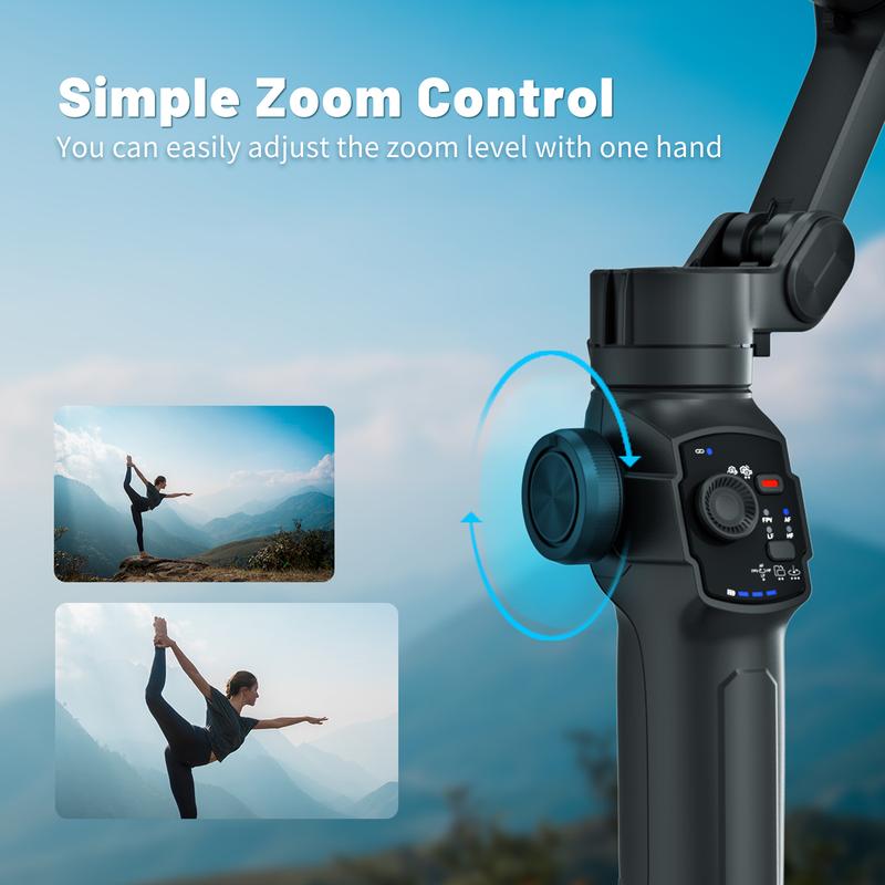 COMITOK 3-axis handheld mobile phone stabilizer, AI tracking module LED light mobile phone gimbal, mobile phone holder selfie holder smartphone gimbal gimbal  stabilizer Cellphone