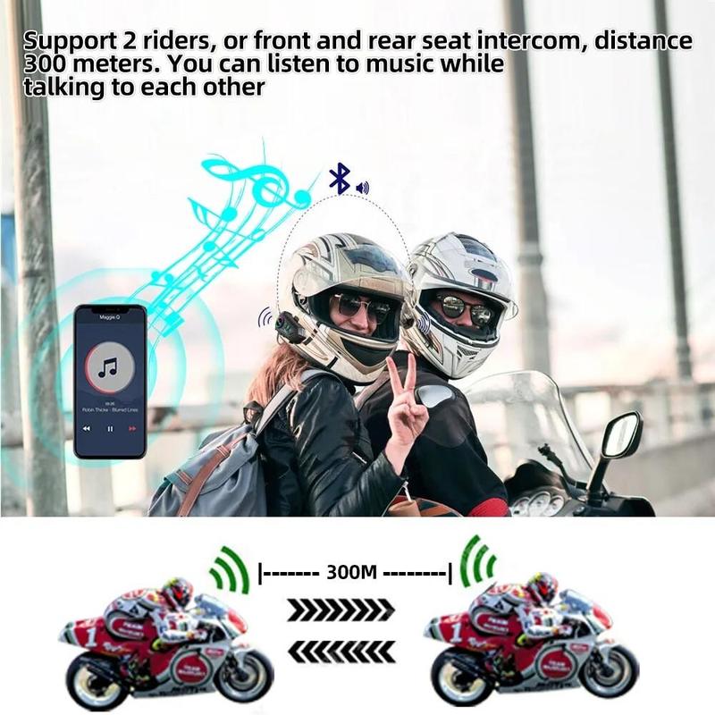 Motorcycle Helmet Intercom Headset, 1 Count Wireless Motorcycle Waterproof Hands-free Call Headset, Motorcycle Accessories for Full Half Helmet Riders Riding