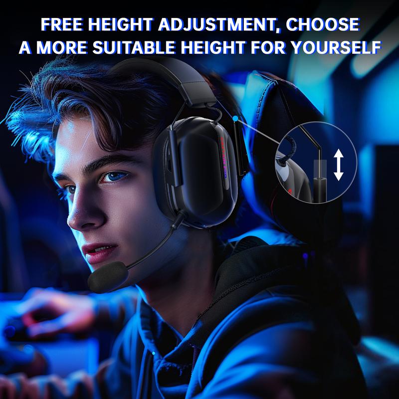 Wireless Gaming Headset for Xbox Series X|S, Xbox One, PC, PS5 4, Mac, Mobile, Switch, 3D Surround Sound, Bluetooth 5.3, 60H Battery, Gaming Headphones with Detachable Noise Canceling Mic