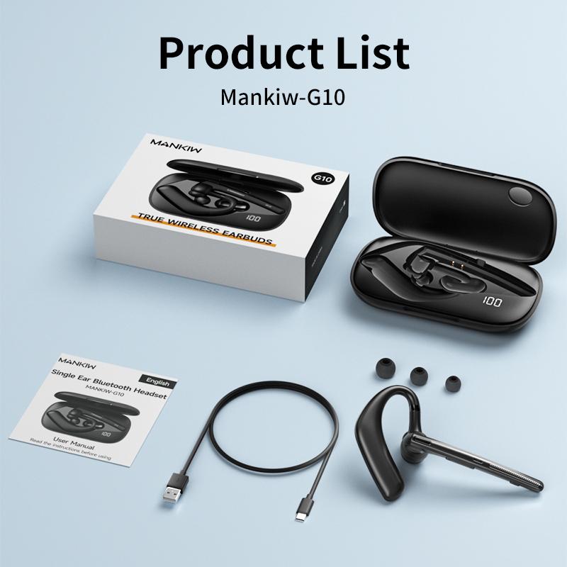 MANKIW Bluetooth Headset, Bluetooth Wireless Earpiece with mic Trucker Headset for Phone Case Office Phones with Built-in Microphone Manos Libres Noise Cancelling