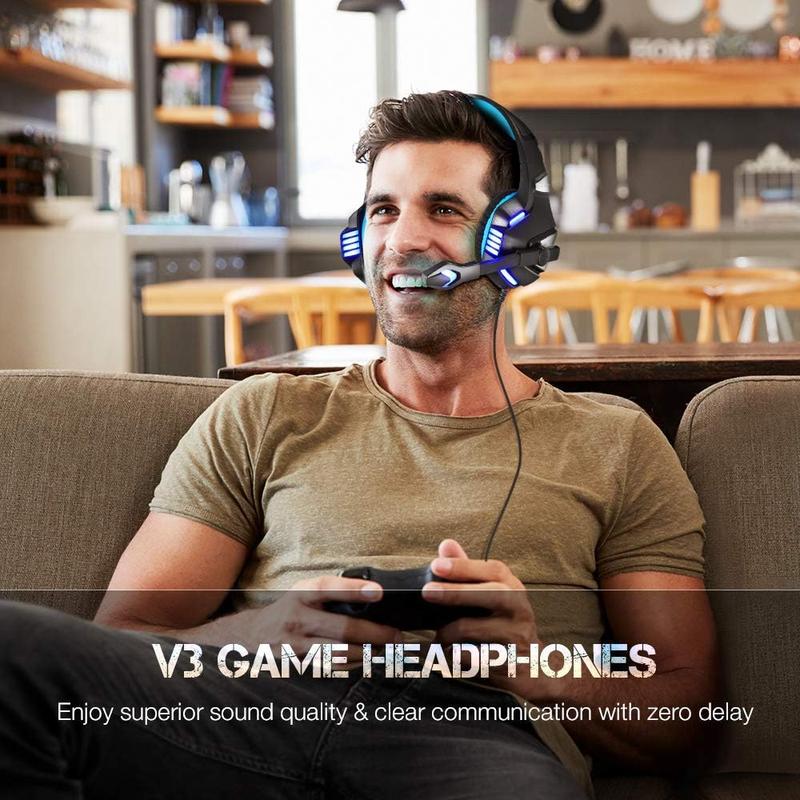 Earbud Gaming Headset for Xbox One, PS4, PC, Over Ear Gaming Headphones with Noise Cancelling Mic LED Light, Audio Game Plug Usb Wearable Electronic Audio Game