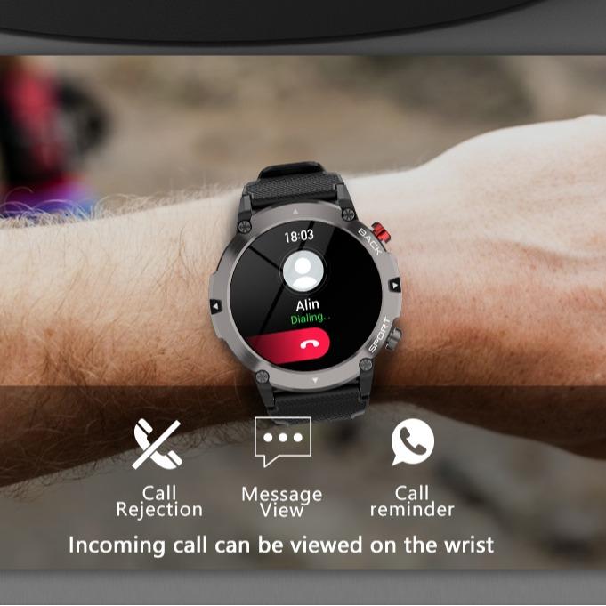 SmartWatch support Bluetooth call, support drag and drop operation + split screen function,19 sports modes,1.32-inch high-definition large screen,low-power, long battery life, waterproof Devices Wearable Smartphone Wristwatch