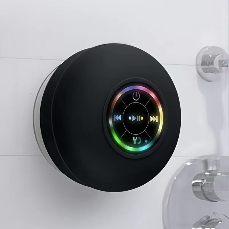 Waterproof Shower Speaker with RGB LED Light and Mini Bluetooth Hands-Free Calling - Audio, Smartphone