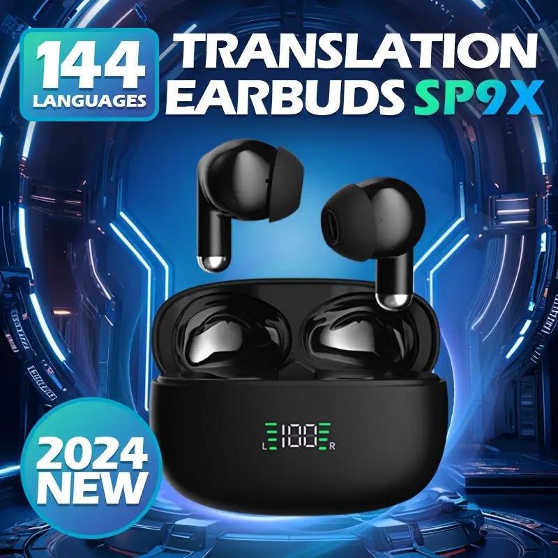 2024 New 144 Languages Wireless Translation Earbuds: Real-time Translator With Rechargeable Battery For Travel, Social Media Wireless Headphones,Black Firday Sale