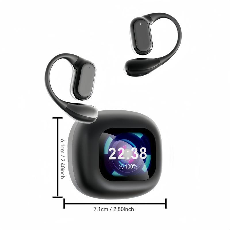 Wireless Open-ear Earbuds, Bluetooth-compatible Earphones with Digital Display, Long Time Play Touch Screen Headphones with Built-in Microphone, Gifts for Mom