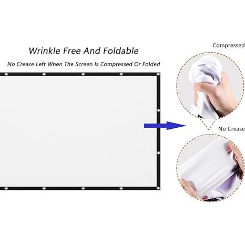 120 Inch Foldable Projection Screen 16:9 Portable Anti-Crease Projector Screen for Home Theater, Indoor Outdoor, Double-Sided Movie Screen accessories Folding