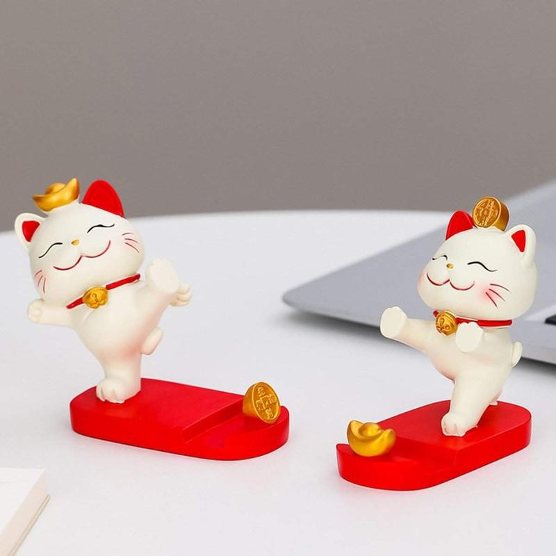 Mobile Phone Stand Accessories - Cute Aesthetic Fortune Lucky Cat Cellphone Smartphone Holder Mount