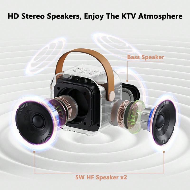 Portable Wireless Karaoke Speaker With Wireless Microphone, HIFI Stereo Sound KTV Speaker System, Wireless Speaker With RGB Colorful LED Lights,Modified Voice,Karaoke Machine For Outdoor, Sports, Travel, Best Gift For Home Party,Birthday Gift