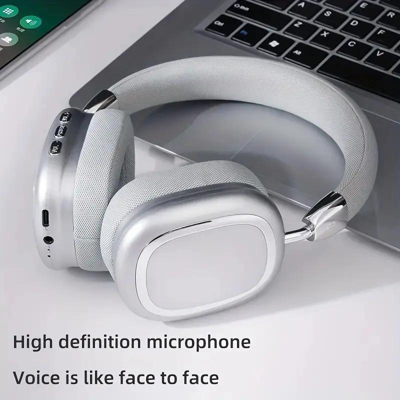 Portable Foldable Wireless Headphone, Over-ear Design Headphone with Microphone, Noise Cancelling Headphone for Gaming, Sports, Office