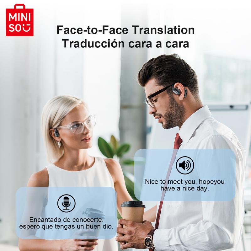 AI OWS MINISO MS162 Translation Wireless Bluetooth Earphones Support 120+Languages Real Time Bluetooth Translation Support Playing Music Phone Calls Headphones