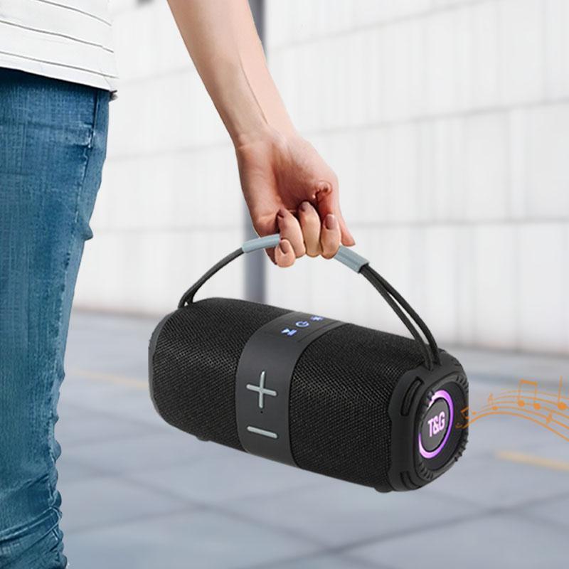 T&G Portable Wireless Speaker, Rechargeable LED Light Stereo Speaker, Outdoor Speaker Supports USB TF FM Broadcasting Music for Camping, Travel