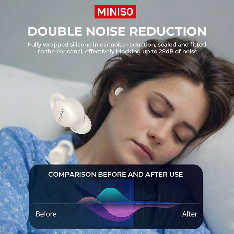 MINISO X10 AI Translation Bluetooth Sleep Wireless Earbuds Noise Blocking Earbuds for Sleep Comfortable Fit Bluetooth 5.4 Earphones for Unlimited Sleep Sounds Side Sleeper In-Ear Wireless Headphones Sleeping Bluetooth EarBuds