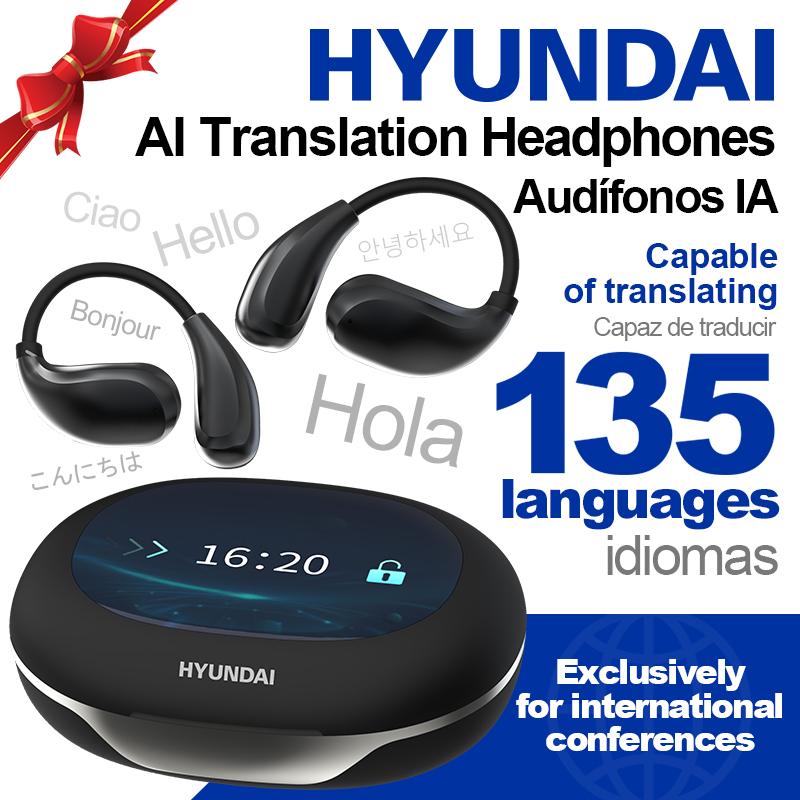 HYUNDAI OpenAir Pro OWS Translation Wireless Bluetooth Earphones Support 128 Languages Real Time Bluetooth Translation Support Playing Music Phone Calls Headphones & Meeting Summary Earbuds