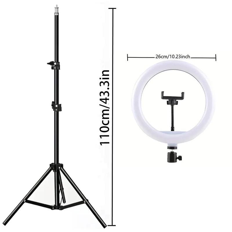 Selfie Ring Light with Retractable Tripod Stand & Phone Holder, Portable Selfie Fill Light with Adjustable LED Three-color Light Suitable for Photography