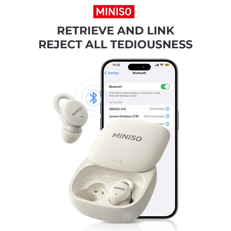 MINISO X10 AI Translation Bluetooth Sleep Wireless Earbuds Noise Blocking Earbuds for Sleep Comfortable Fit Bluetooth 5.4 Earphones for Unlimited Sleep Sounds Side Sleeper In-Ear Wireless Headphones Sleeping Bluetooth EarBuds