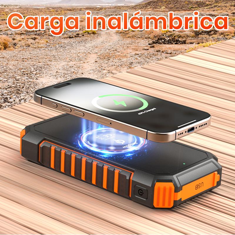 Banco de energía Solar - 26800mAh Cargador Solar Batería Externa Inalámbrica Power Bank con 4 Salidas Cargador Solar portátil Panel Solar para iPhone, iPad y Samsung Galaxy y más