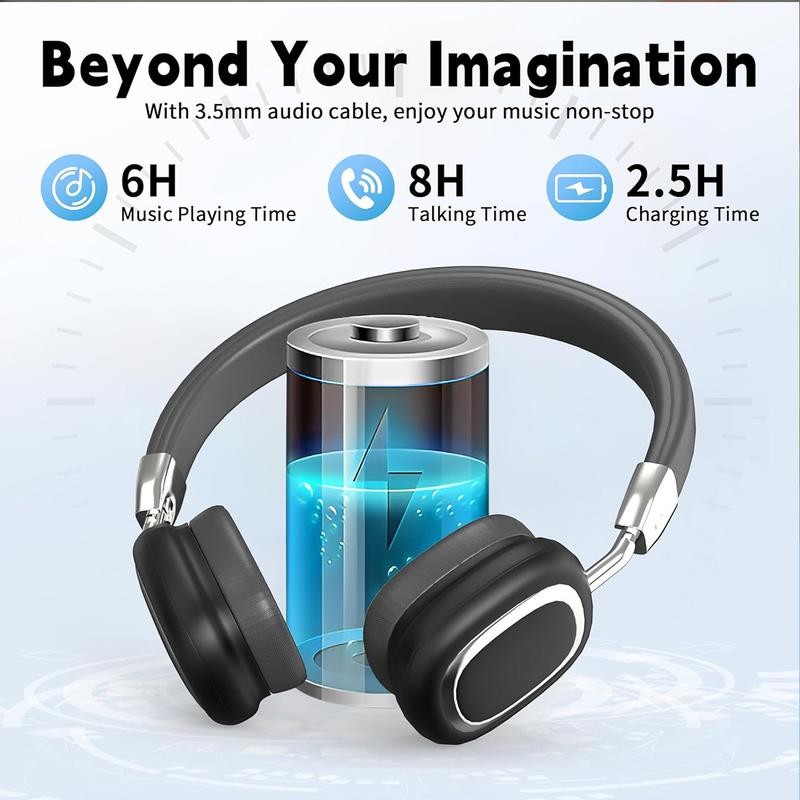 Wireless Bluetooth Headphones, 10H Playtime, Noise Cancelling, HiFi Stereo Over Ear Headphones with Microphone, Foldable Lightweight Bluetooth 5.3 Headphones for Travel Office Audio Electronic Audio Electronic