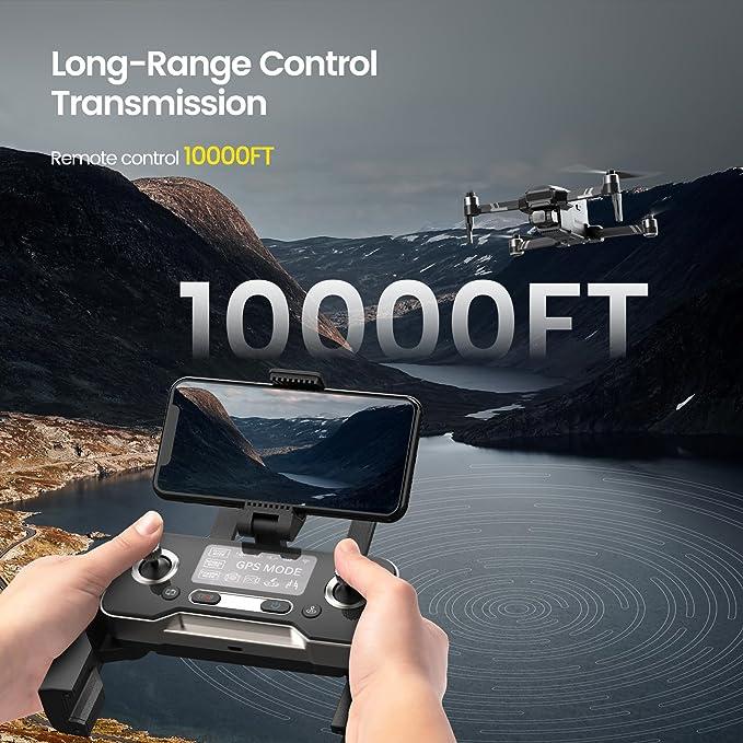 Holy Stone HS600 Drones with Camera 4K, 10000 FT Long Range Transmission, 2-Axis Gimbal & EIS Anti Shake, 56-Min Flight Time, GPS mode Accessories Navigation