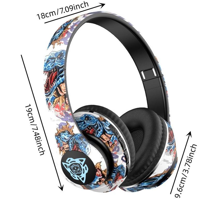 Animal Pattern Over Ear Headphones, 1 Count Halloween Themed HiFi Stereo Sound Wireless BT Gaming Headset, Earphone, Stereo Noise Cancelling Headphone for Game Sports