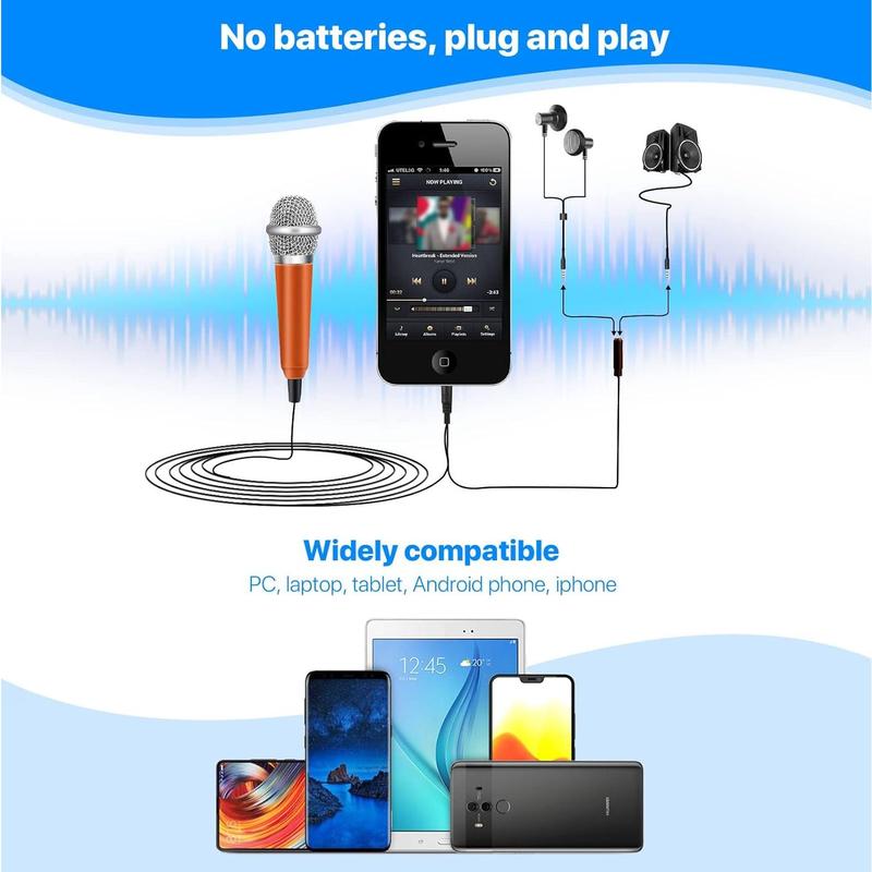 Mini Microphone, Tiny Microphone, Phone Microphone, Microphone, Mini Karaoke Microphone, for Voice Recording Chatting and Singing on iPhone, Android, PC(Orange)