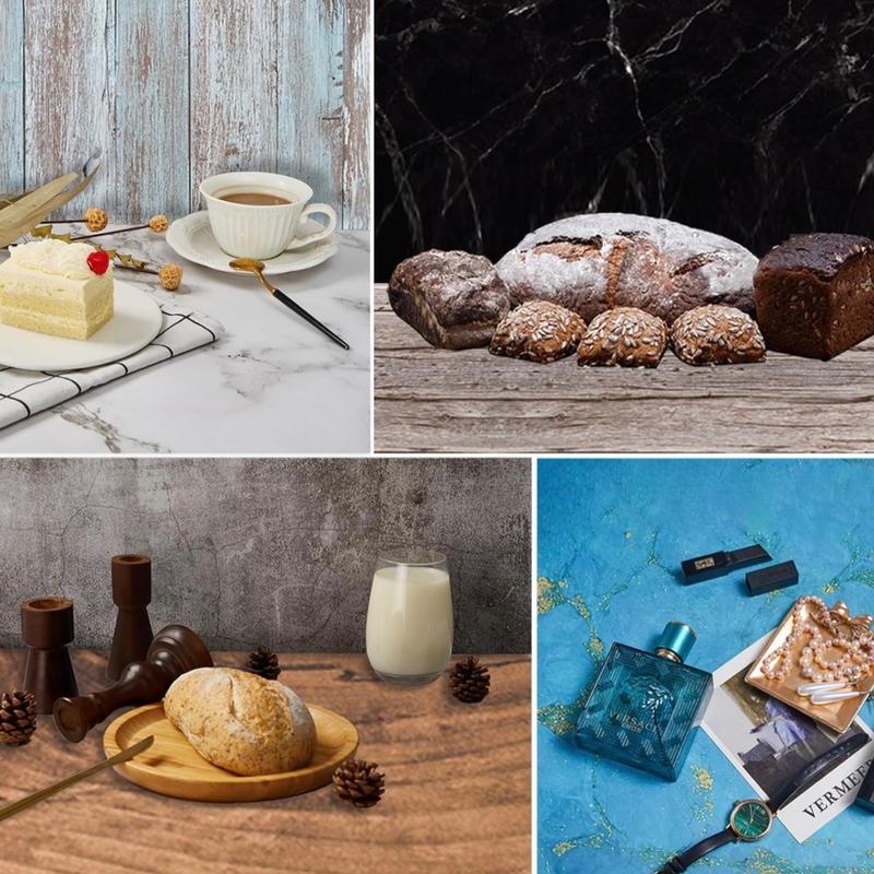 Food Photography Photo Backdrops Board 7 Pcs 12Patterns Product Background Table Top Kit - Flat Lay Props for Jewelry Medium Size Products, Business, Online Business Accessories Camera Picture Video Blogger Influencer 16X13In