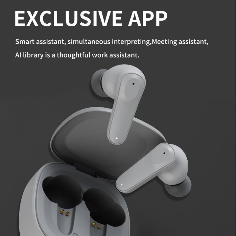 Translation Wireless Earphones, Support 144 Languages Real Time Bluetooth-compatible Translation Headphones, Support Playing Music Phone Calls Headphones & Meeting Summary Earbuds, Portable Electronic Headset