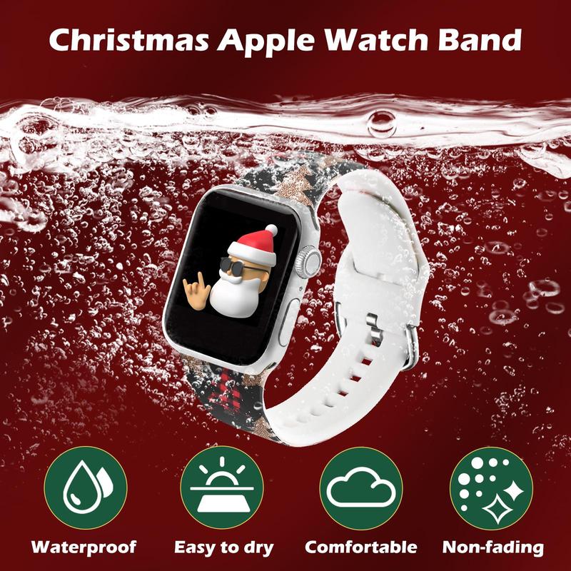 Christmas Series Soft Silicone Watch Band (Band Only), 1 Count Adjustable Watch Band for Women & Men, Wearable Accessories Compatible with Apple Watch Series