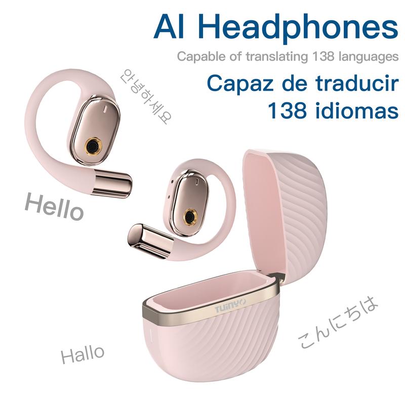 ZIHNIC Translation earbuds,Support 135 Languages, Automatic Translation Earphones With Charging Case Support AI Chat With Mic Audio Durable Headset