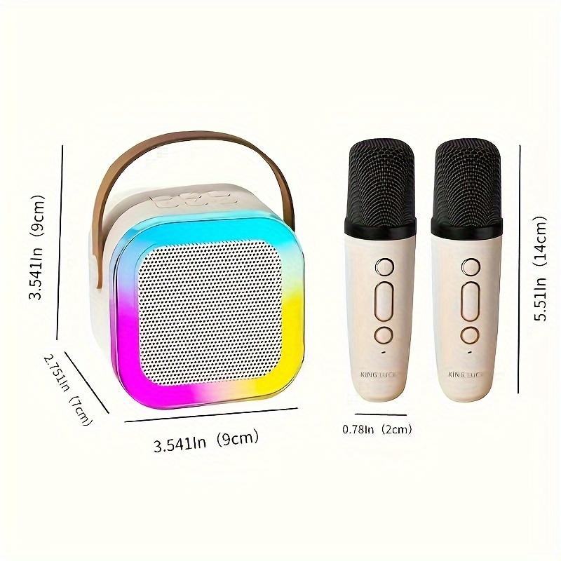 Dual Microphone Mini Portable Wireless Speaker Integrated Microphone For Home Karaoke Wireless Outdoor Portable Speaker With Multiple Lights For Listening And Singing