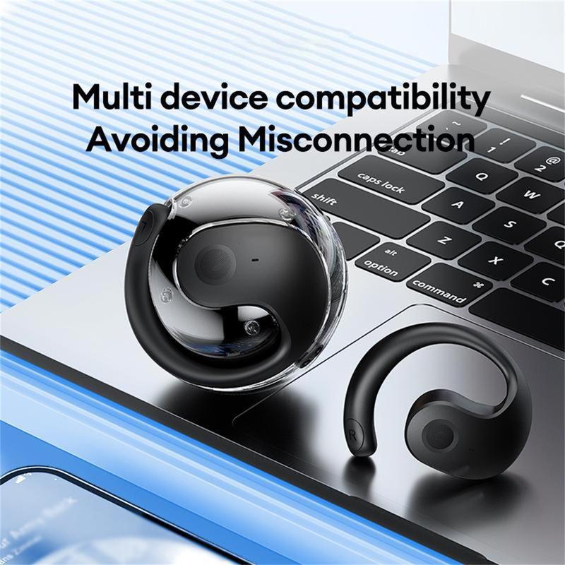 Wireless Earbuds Open Ear, Bluetooth 5.4 Earbuds, Hi-Fi Stereo Bass, Noise Cancelling, IPX5 Waterproof, OWS Hanging Earphones with Mic for Running Sport