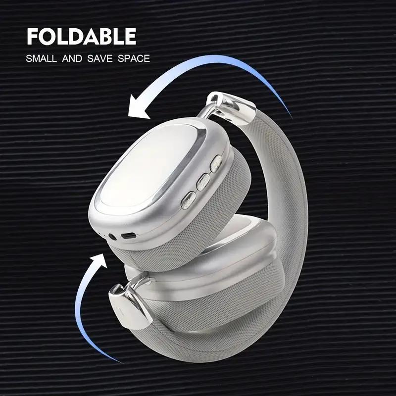 Portable Foldable Wireless Headphone, Over-ear Design Headphone with Microphone, Noise Cancelling Headphone for Gaming, Sports, Office