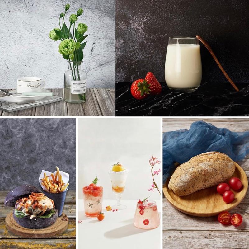 Food Photography Photo Backdrops Board 7 Pcs 12Patterns Product Background Table Top Kit - Flat Lay Props for Jewelry Medium Size Products, Business, Online Business Accessories Camera Picture Video Blogger Influencer 16X13In