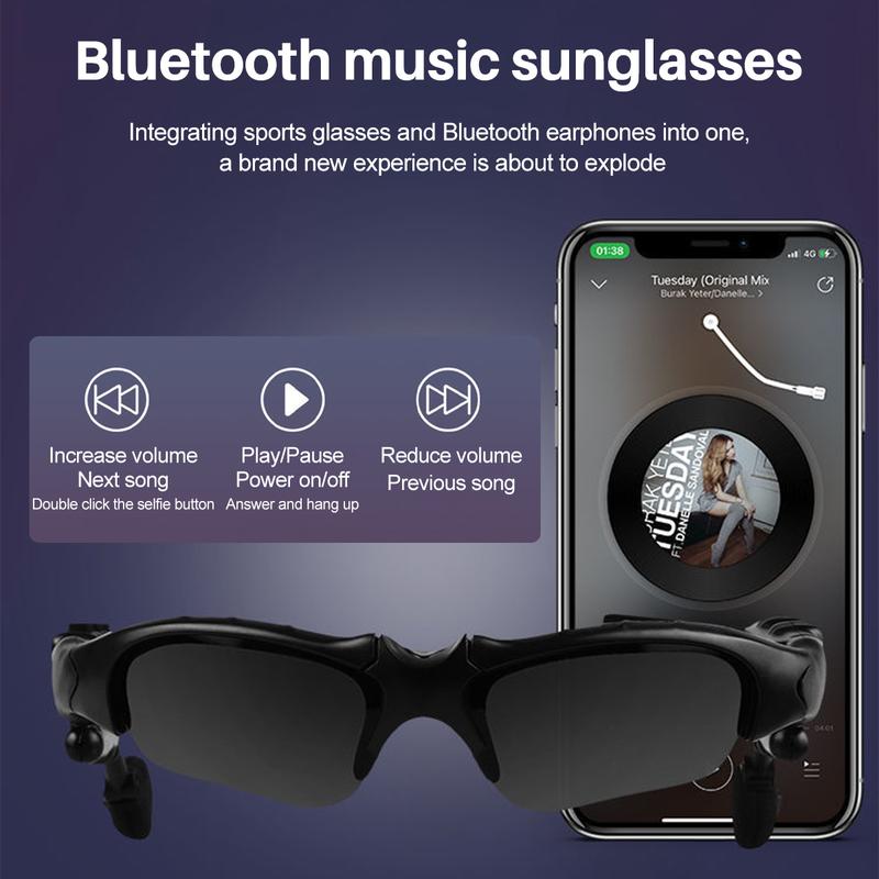 Smart Sunglasses Headset Headphone Bluetooth Wireless Music Sunglasses Headsets Compatible with iPhone Samsung and Phones PC Tablets Audio Electronic