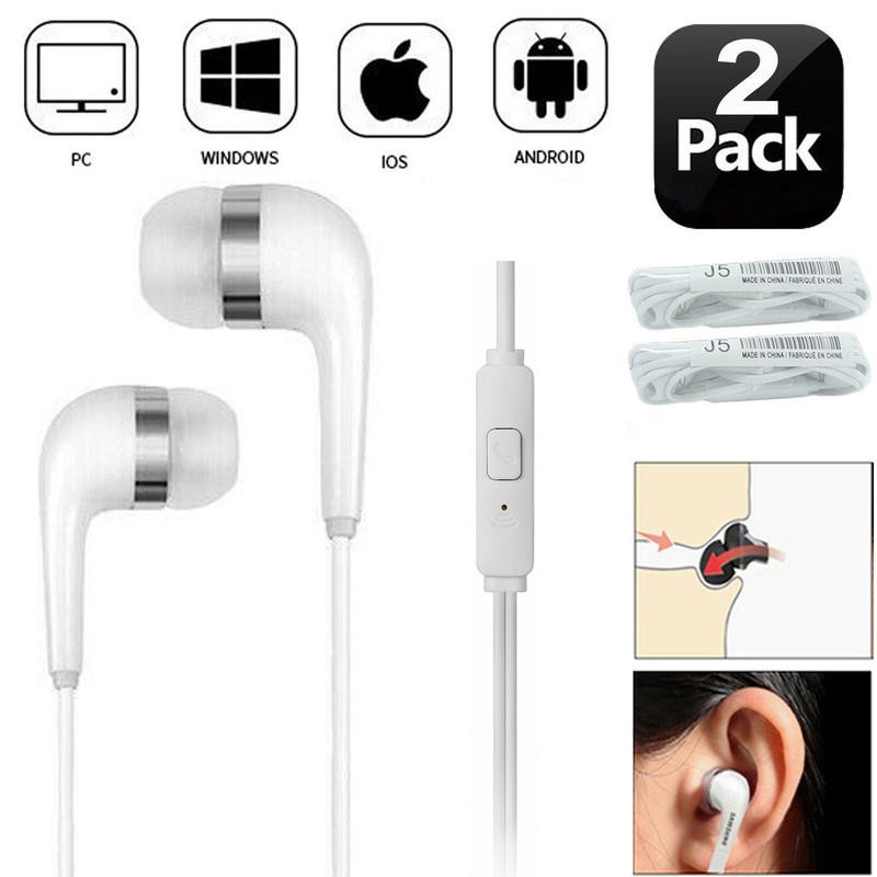 2-Pack Universal 3.5mm In-Ear Headset Earphone Wired Headphones Earbud With Microphone