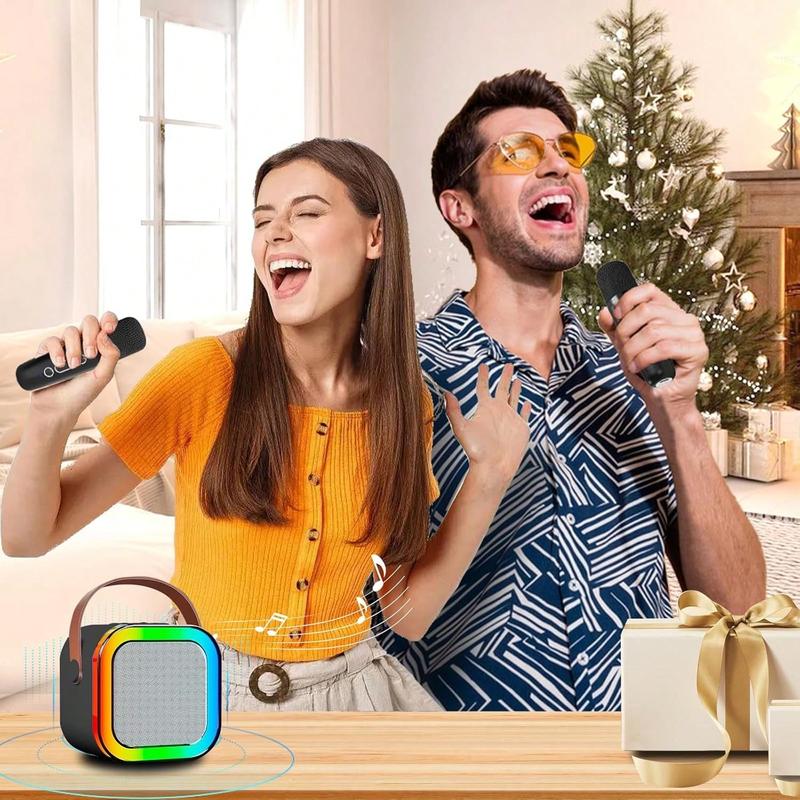 Portable Wireless Karaoke Speaker With Wireless Microphone, HIFI Stereo Sound KTV Speaker System, Wireless Speaker With RGB Colorful LED Lights,Modified Voice,Karaoke Machine For Outdoor, Sports, Travel, Best Gift For Home Party,Birthday Gift