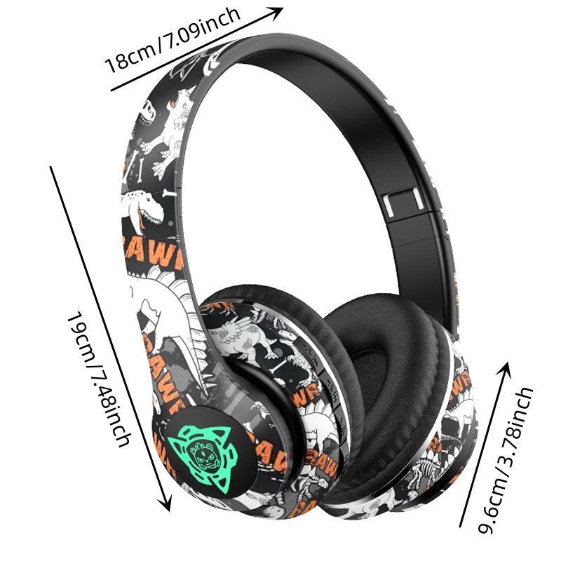 Animal Pattern Over Ear Headphones, 1 Count Halloween Themed HiFi Stereo Sound Wireless BT Gaming Headset, Earphone, Stereo Noise Cancelling Headphone for Game Sports