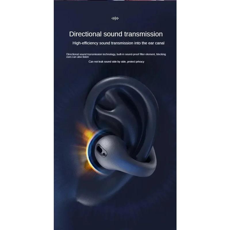 Bluetooth Headset 5.3 Wireless Bone Conduction Headphones Clip Ear Music Noise Canceling HD Call Sports Gaming Earphone