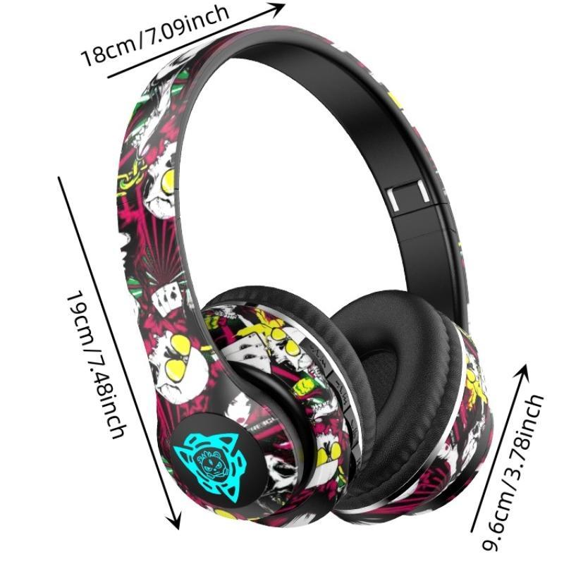 Animal Pattern Over Ear Headphones, 1 Count Halloween Themed HiFi Stereo Sound Wireless BT Gaming Headset, Earphone, Stereo Noise Cancelling Headphone for Game Sports