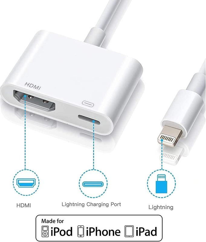 [Apple MFi Certified] Apple Lightning to HDMI Adapter for iPhone to TV, 1080P Digital AV Adapter Sync Screen Connector Cable Compatible for iPhone 14 13 12 11 XS XR X 8 iPad to HDTV Projector Monitor