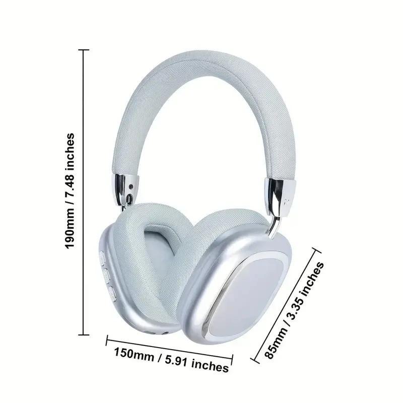 Portable Foldable Wireless Headphone, Over-ear Design Headphone with Microphone, Noise Cancelling Headphone for Gaming, Sports, Office