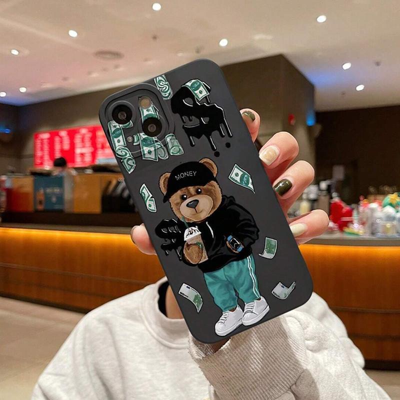 Bear Pattern Phone Case, TPU Decorative Phone Protector Cover, Phone Accessories Compatible with iPhone 11 12 13 14 15 16 Pro Max XS Max XR X